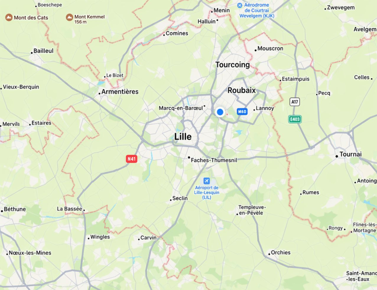Zone d’intervention autour de Lille
